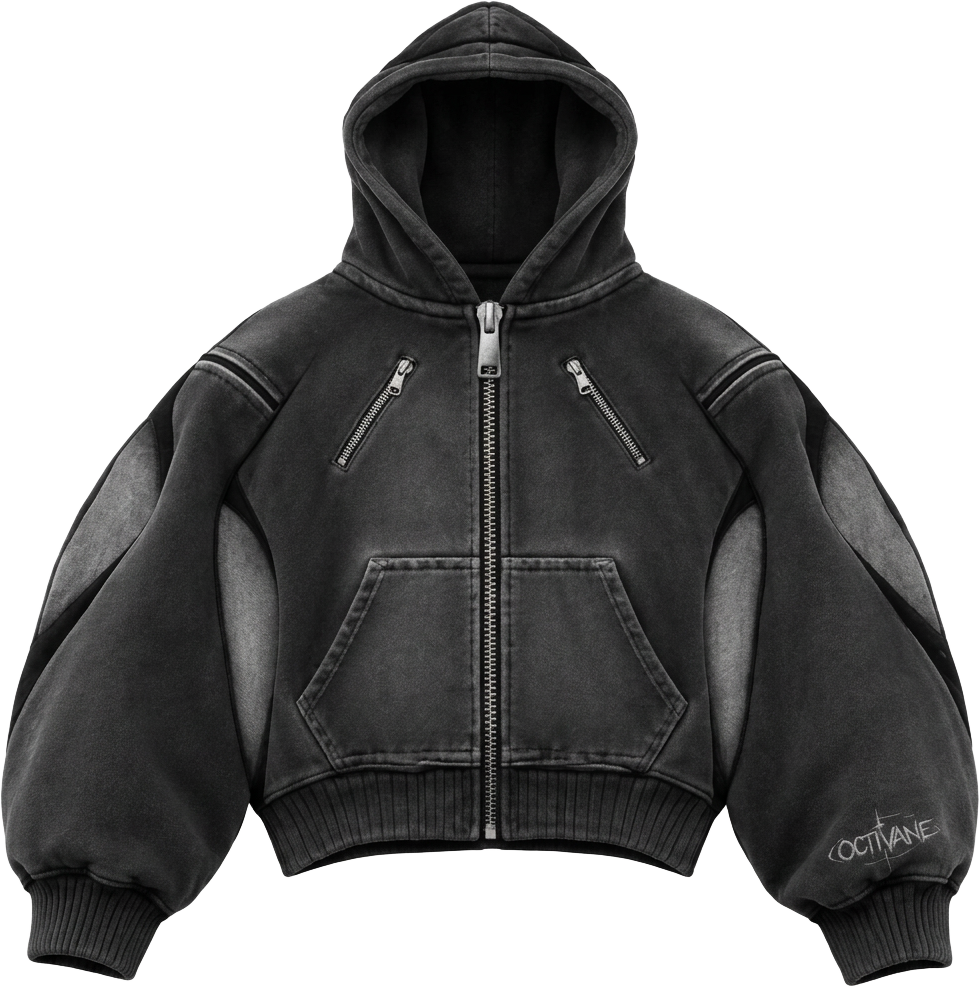 Zip Washed Grey Zip Up Hoodie